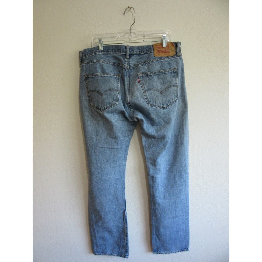 LEVI'S Blue Denim 36x34 Men's Straight Leg Button Closure Jeans - Picture 3 of 9